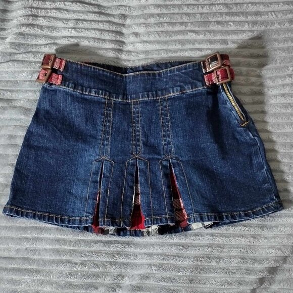 U.S. Polo Assn. Dresses & Skirts - Vintage size 5/ 6 U.S. Polo Assn Pleated Jean Mini Skirt
